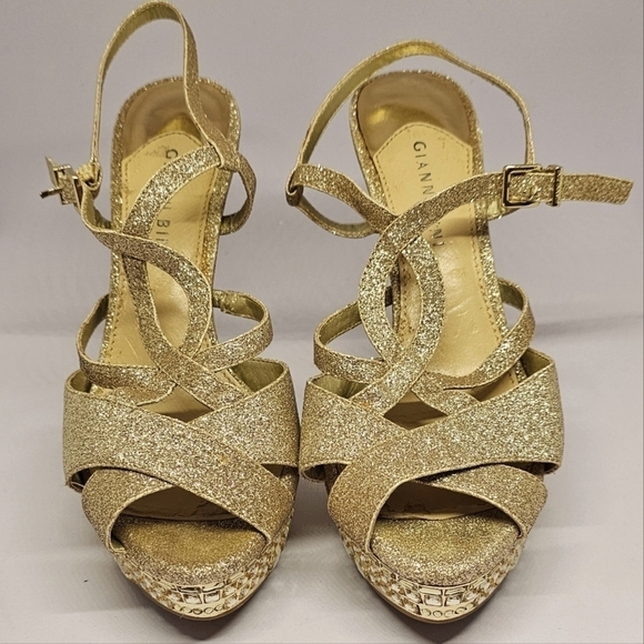 Gianni Bini Shoes - Gianni Bini Gold Glitter Strappy Sandals - Size 8.5